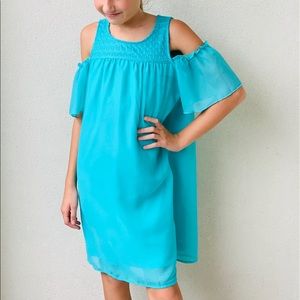 Blue Chiffon dress with crochet top